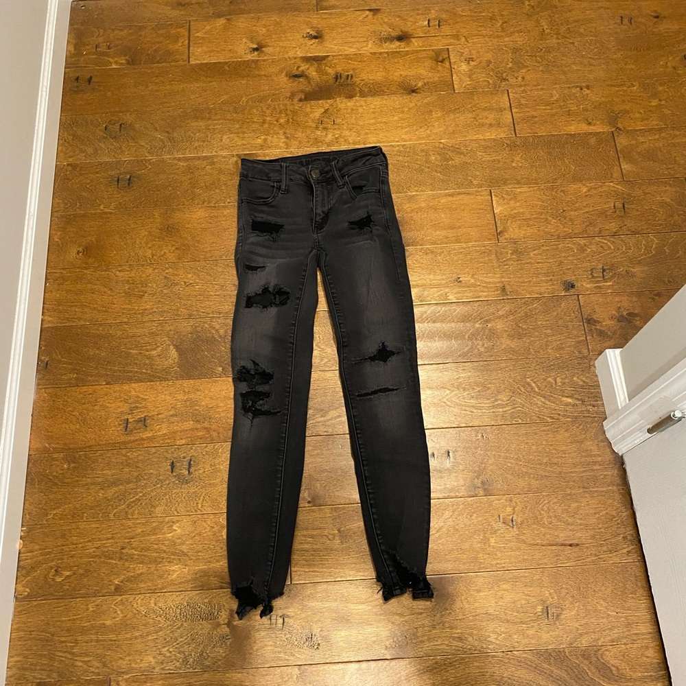 American Eagle Next Level Stretch black jeans. Size 0